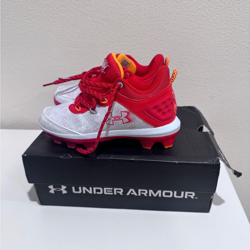 Under Armour Kids Red and White Sneakers